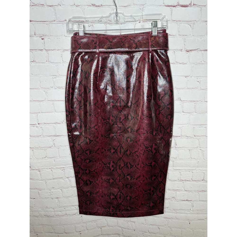 NEW Atoir Self Defined Skirt Black Burgundy Python Womens US 4 Pencil Belt - Picture 10 of 11
